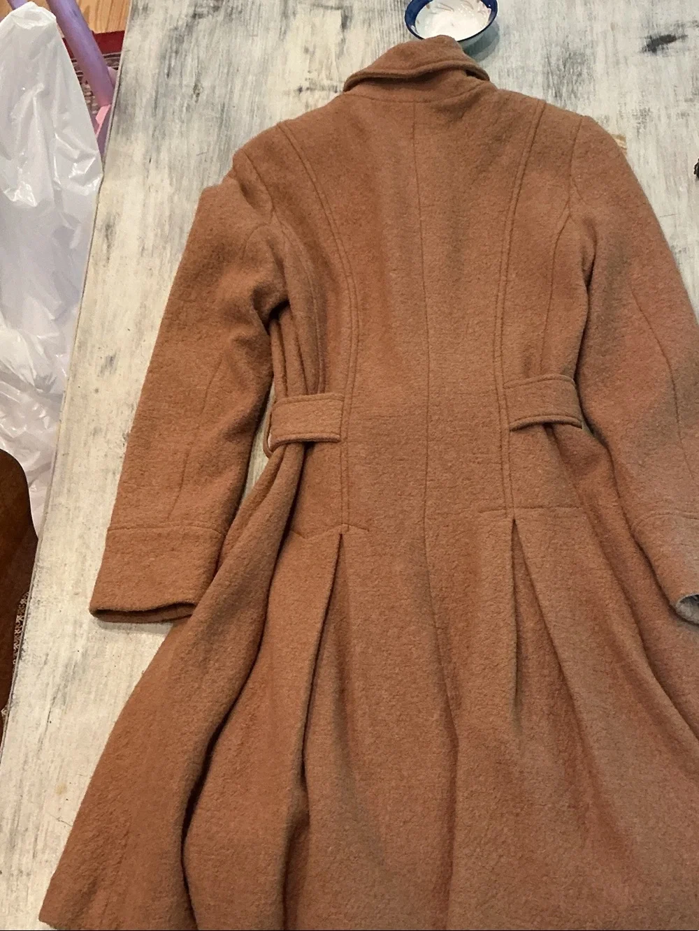 Free People Wool Belted Trench Coat — Camel